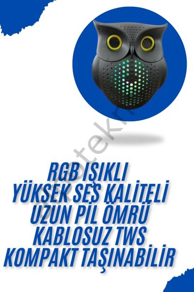 Baykuş Görünümlü Işıklı Bluetooth Speaker Bluetooth Hoparlör