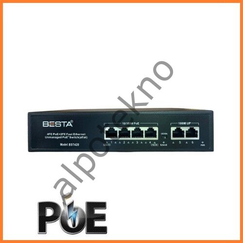 6 PORT POE SWİTCH 10/100 Mbps Masaüstü 4 Port POE BST620
