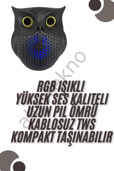 Bluetooth Hoparlör TWS Kablosuz RGB Işıklı Dekoratif Taşınabilir Baykuş