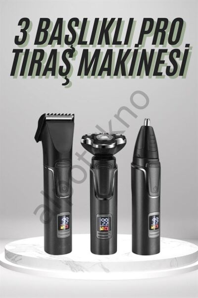 Dijital Göstergeli 3 Başlıklı Tıraş Makinesi Islak Kuru Lazer Öncesi Günlük