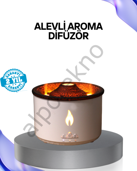 Volkan Efektli Aroma Difüzörü – Sessiz Çalışma, Otomatik Kapanma ve LED Işık