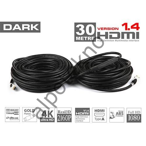 Dark DK-HD-CV14L3000A v1.4 30mt 4K / 3D, Ağ Destekli, Altın Uçlu HDMI Kablo
