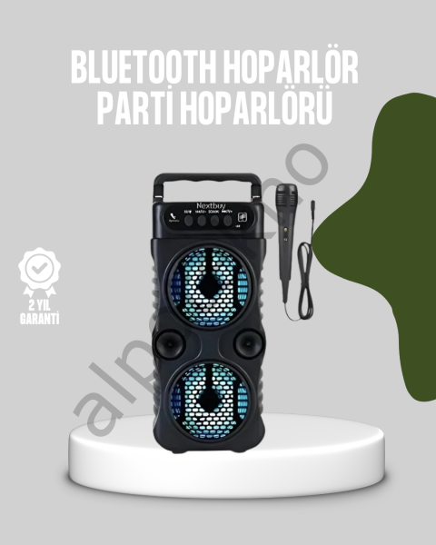 Bluetooth Bağlantılı LED Işıklı Taşınabilir Hoparlör – 1200 mAh Şarjlı, FM Radyolu
