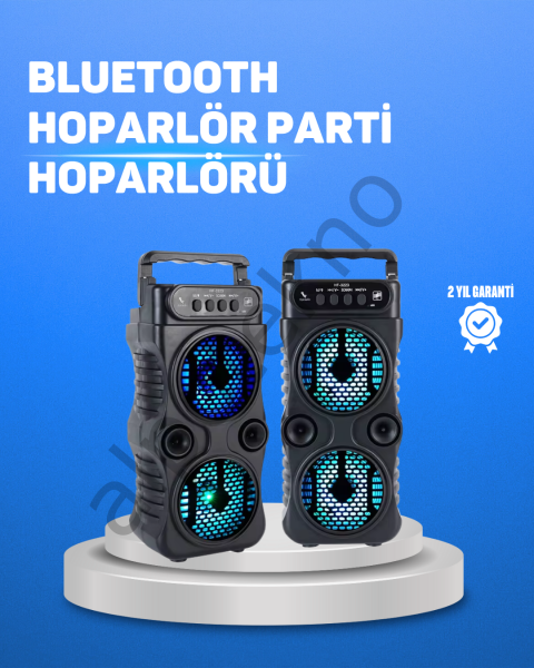 Kablosuz LED Işıklı Bluetooth Hoparlör – FM Radyolu, Mikrofon Girişli