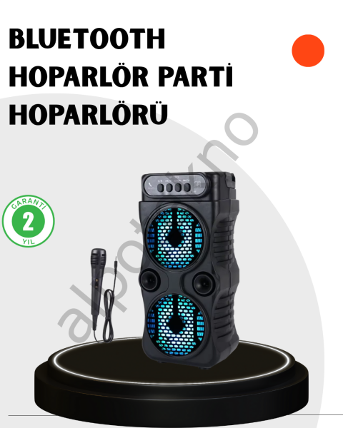 Bluetooth Bağlantılı Taşınabilir Hoparlör – LED Işıklı, FM Radyolu, Mikrofon Girişli
