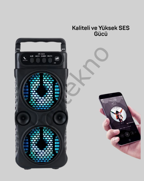 Bluetooth Bağlantılı Taşınabilir Hoparlör – LED Işıklı, FM Radyolu, Mikrofon Girişli