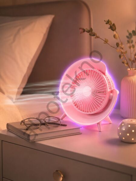 RGB Işıklı 3 Kademeli USB Şarjlı Masaüstü Vantilatör