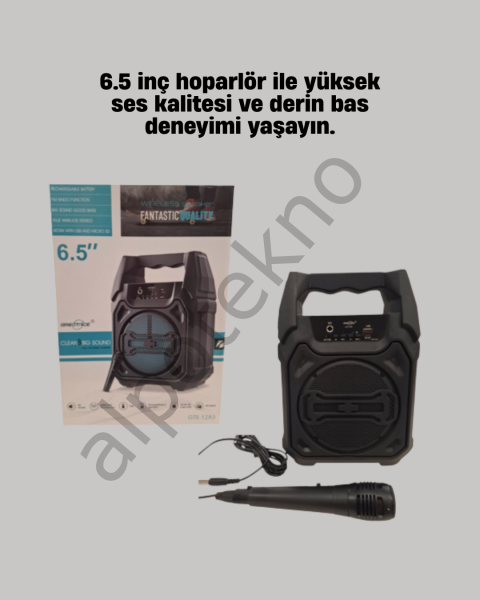 6.5 İnç Bluetooth Hoparlör Mikrofonlu Taşınabilir Karaoke ve Parti Sistemi