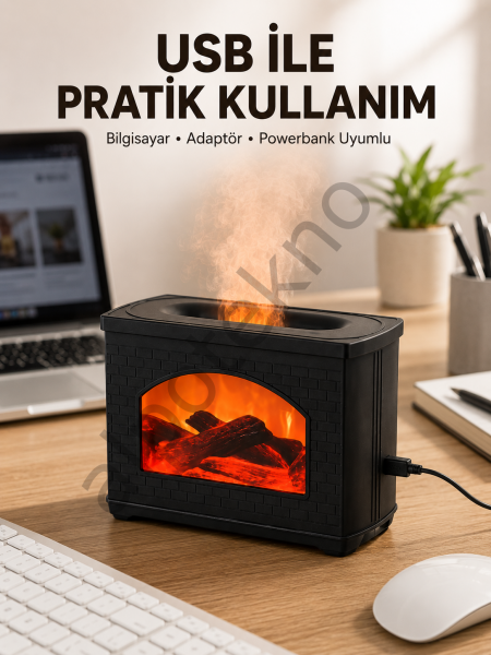 Aromaterapi Difüzör Ultrasonik Sessiz Nemlendirici USB Destekli