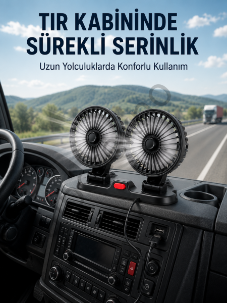 Çift Başlıklı Araç İçi USB Vantilatör Soğutucu Fan