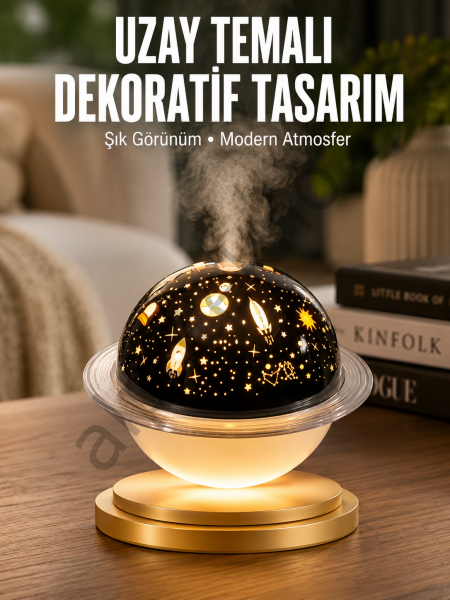 Aromaterapi Hava Nemlendirici Gece Lambası Uzay Model Satürn Oda Kokusu