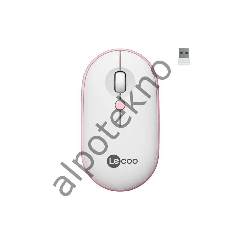 Lenovo Lecoo WS212 USB Kablosuz Beyaz&Pembe 4 Tuş Mouse