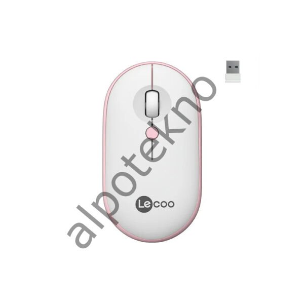 Lenovo Lecoo WS212 USB Kablosuz Beyaz&Pembe 4 Tuş Mouse