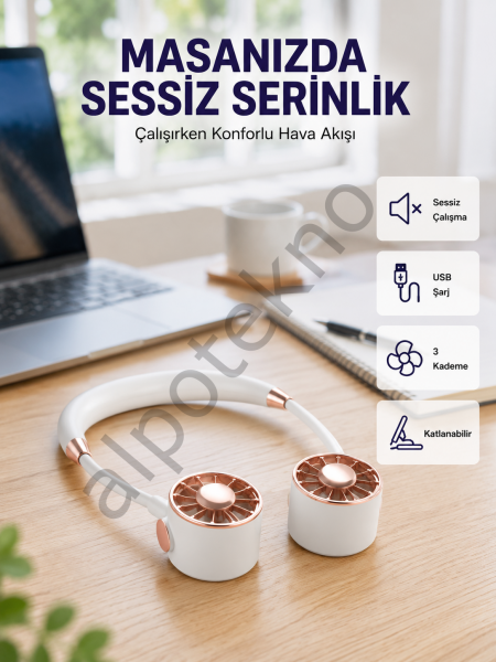 Katlanabilir Asılabilir Mini Fan USB Şarjlı 3 Kademeli Sessiz