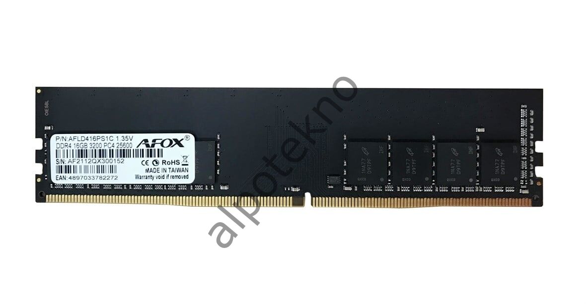 16GB Afox AFLD416PS1C DDR4 3200MHz CL16 DIMM 1.35V Pc Ram