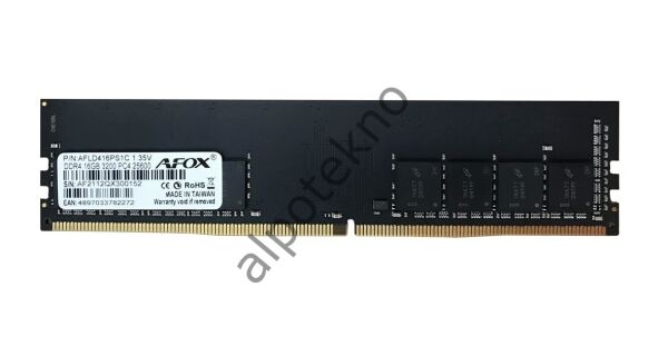 16GB Afox AFLD416PS1C DDR4 3200MHz CL16 DIMM 1.35V Pc Ram
