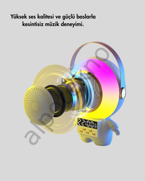 Karaoke Özellikli Astronot Bluetooth Hoparlör Kablosuz Mikrofonlu