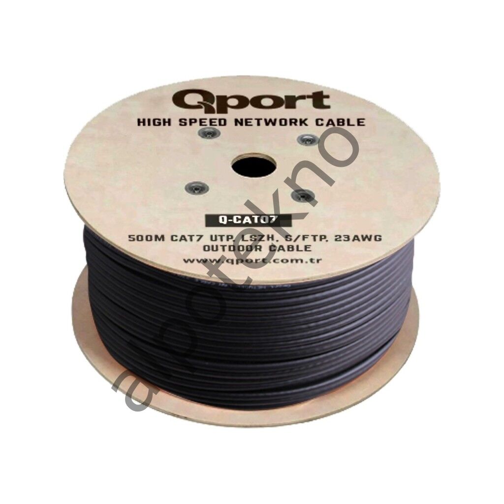 QPORT Q-CATO7 500MT S/FTP CAT7 LS0H - HELOJEN FREE SIYAH 24AWG