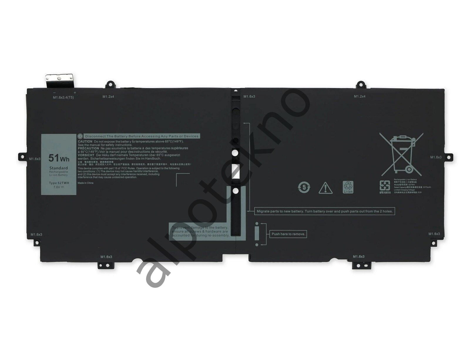 RETRO Dell XPS 7390 2-in-1, 52TWH Notebook Bataryası