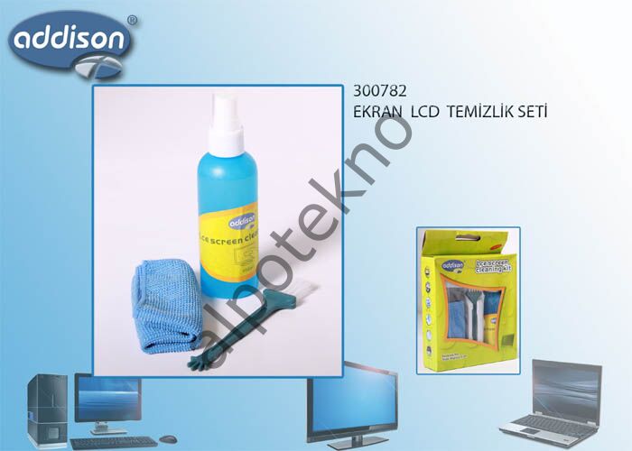Addison 300782 100ml Sprey + Fiber Bez+Fırça Lcd Ekran Temizleme Seti