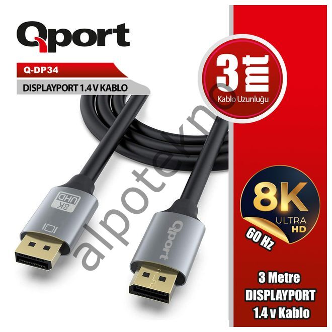 QPORT Q-DP34 1.4V DISPLAY KABLO 3M