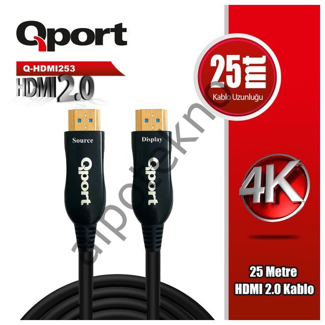 QPORT Q-HDMI253 HDMI KABLO 25MT Ver2.0 ALTIN UÇLU 3D 4K