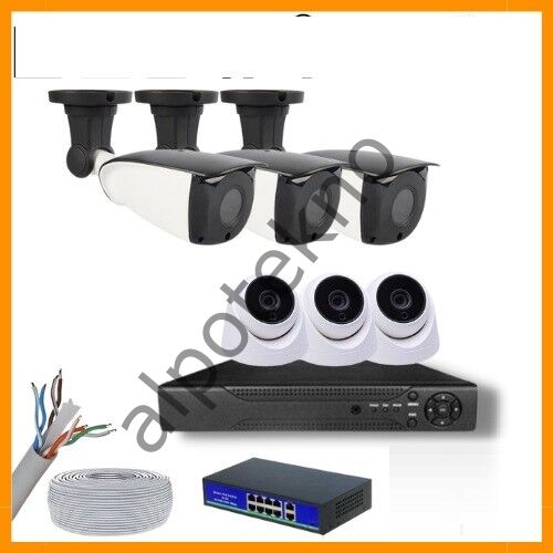 5 MP 3 İÇ MEKAN 3 DIŞ MEKAN KAMERALI IP POE GÜVENLİK SETİ