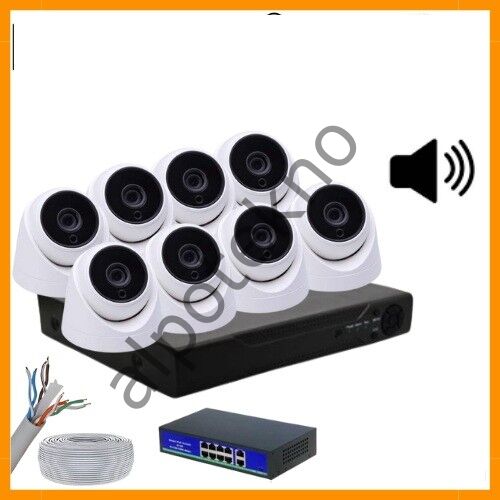 5 MP 1440P 8 İÇ MEKAN KAMERALI DAHİLİ MİKROFONLU IP POE Güvenlik Seti