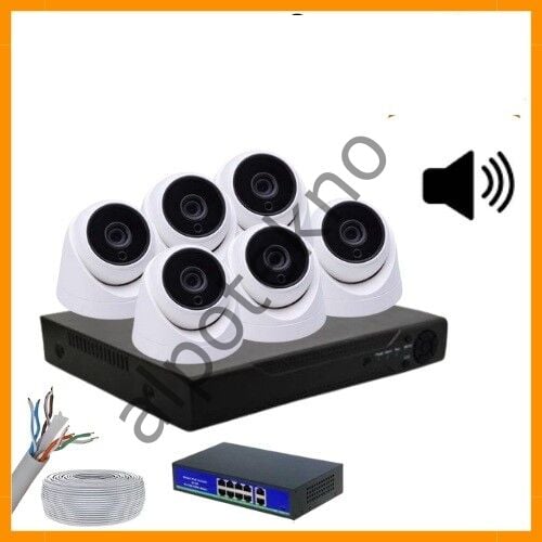 5 MP 1440P 6 İÇ MEKAN KAMERALI DAHİLİ MİKROFONLU IP POE Güvenlik Seti