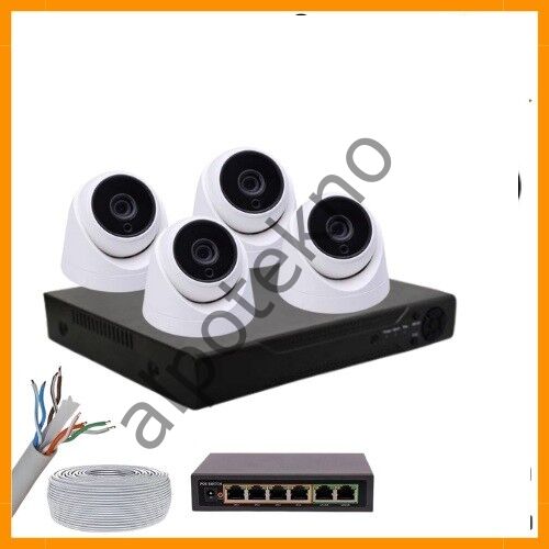 5 MP 1440P 4 İÇ MEKAN KAMERALI DAHİLİ MİKROFONLU IP POE Güvenlik Seti