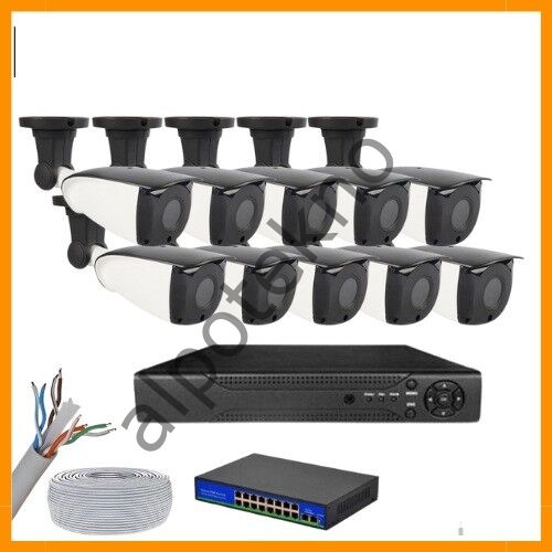 5 MP 1440P 10 DIŞ MEKAN KAMERALI IP POE Güvenlik Seti