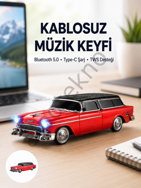 Vintage Tasarımlı LED Işıklı Bluetooth Hoparlör 10W