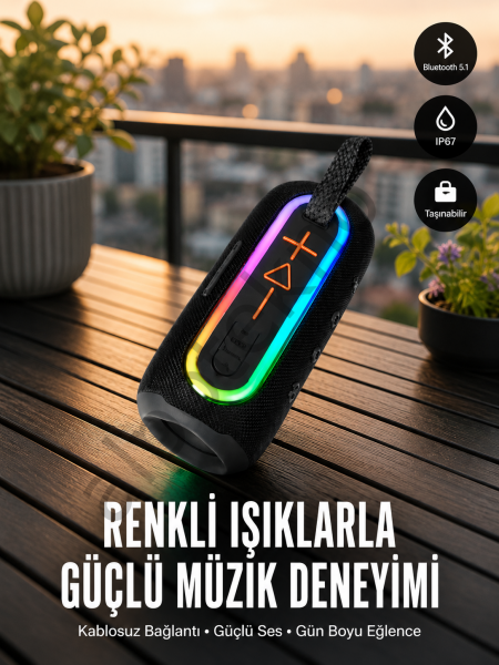 Taşınabilir Şarjlı Bluetooth Hoparlör Güçlü Bas Yeni Nesil