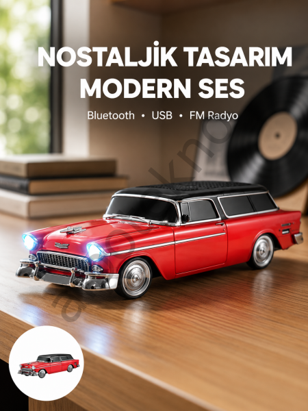 Taşınabilir Klasik Araç Tasarımlı Kablosuz Hoparlör