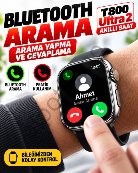T800 Ultra 2 Bluetooth arama ve sesli görüşme özellikli akıllı saat