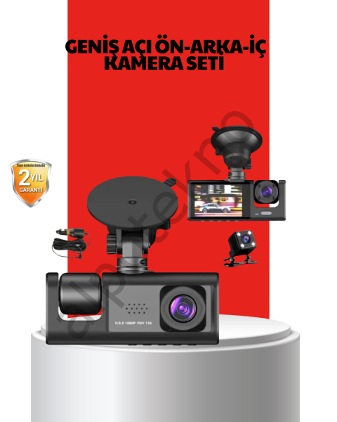 170° Geniş Açı Ön-Arka-İç Kamera Seti – Tam Kapsamlı Araç Güvenliği