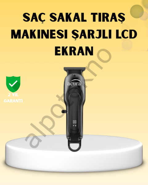 Profesyonel Tıraş Makinesi LCD Ekranlı Turbo Mod ve Güçlü Motor