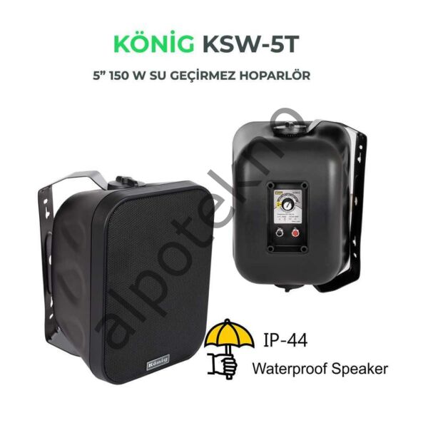 König KSW-5T 5'' 150W Siyah Outdoor Hoparlör (Takım)