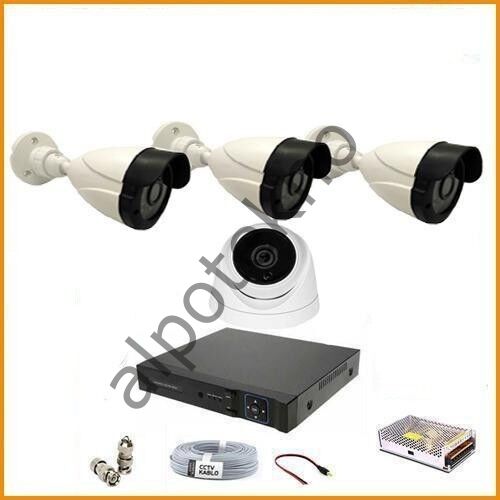 2 MP 1080P 3 Dış Mekan 1 İç Mekan Kameralı Ahd Güvenlik Seti