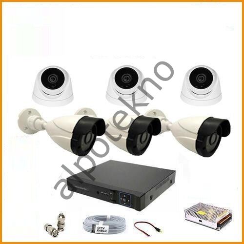 2MP 1080P 3 Dış Mekan 3 İç Mekan Kameralı Ahd Güvenlik Seti