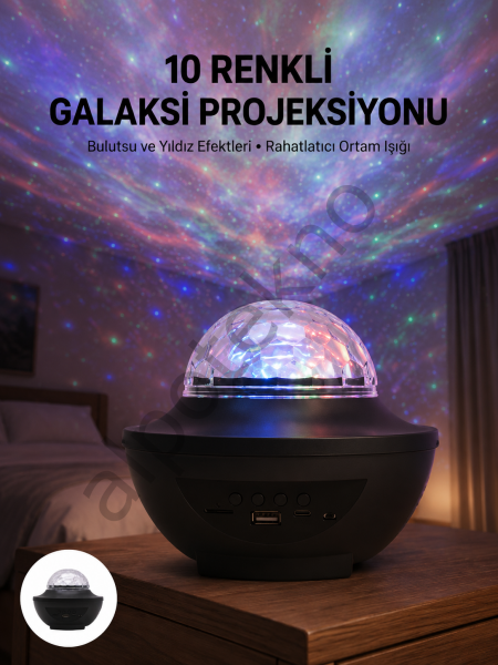 Masa ve Gece Lambası Renkli Projektör Işıklı Disko Topu Bluetooth Hoparlör