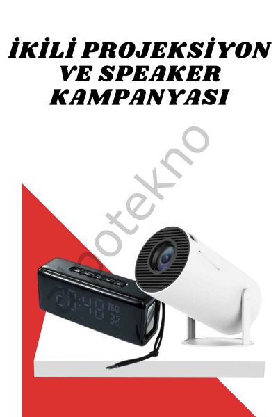 Sinema Projeksiyonu Projektörü ve Dijital Göstergeli Bluetooth Hoparlör Uzun Pil Ömrü HD Kalite