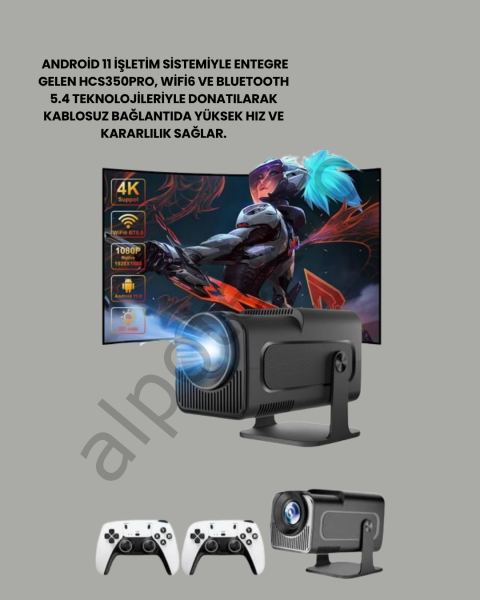 HCS350pro 1080P Full HD Taşınabilir Android Projektör Yeni Nesil
