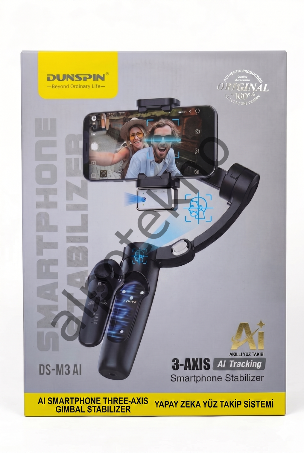DUNSPIN DS-M3 AI Gimbal Stabilizer Tripod – 3 Eksen Telefon Sabitleyici, Yapay Zeka Yüz Takip, Bluetooth Kumanda, 360° Vlog Video Çekim