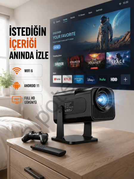 HCS350pro 1080P Full HD Taşınabilir Android Projektör Yeni Nesil
