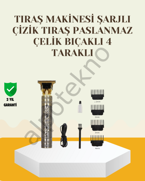 Şarjlı Titanyum Bıçaklı Saç ve Sakal Kesme Makinesi