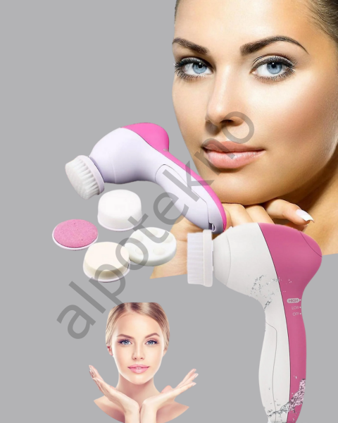 5’i 1 Arada Yüz Temizleme Cihazı – Masaj, Fırça, Peeling ve Krem Uygulama Aparatlı