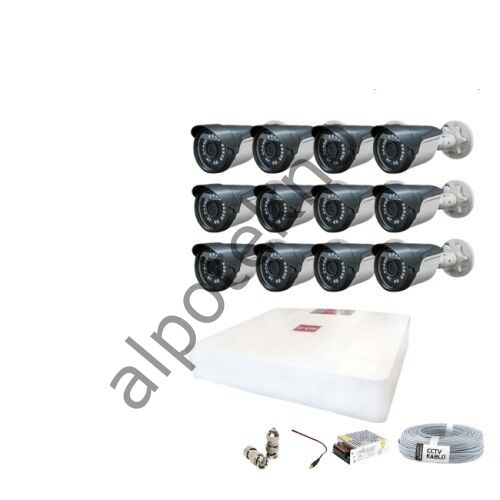 2 MP Ahd 1080P Gece Görüşlü 12 Kameralı Güvenlik Sistemi