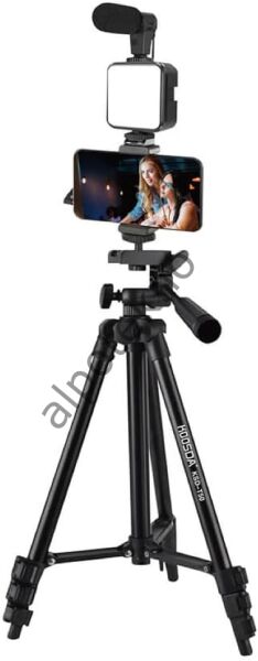 KOOSDA KSD-T50 50” Vlog Tripod Seti LED Işıklı Mikrofonlu Telefon Tutucu Bluetooth Kumandalı Profesyonel Video Çekim Kiti