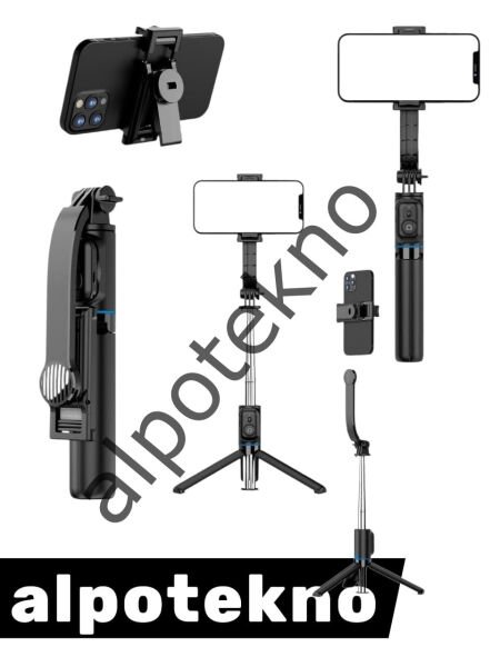 Bluetooth Kumandalı Tripod Selfie Çubuğu Telefon Tutucu Dayanıklı Tasarım